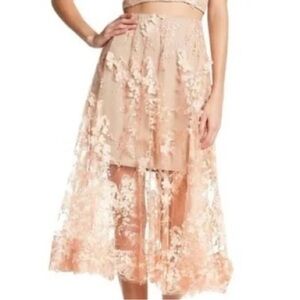 Nordstrom Peach Floral High-Low Skirt